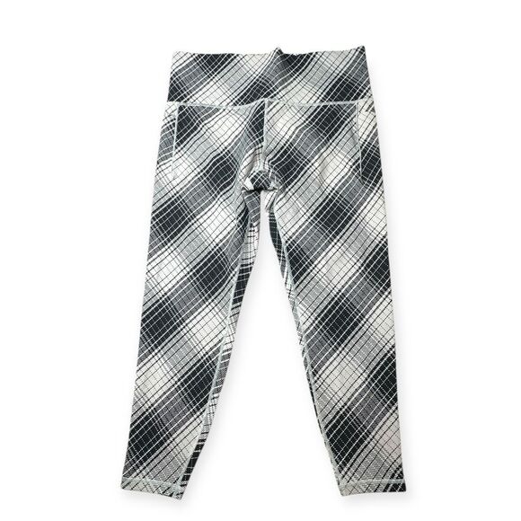 ATHLETA Women’s Black White Plaid Salutation Stash Textured Tight Legging Size 1 - Picture 2 of 7